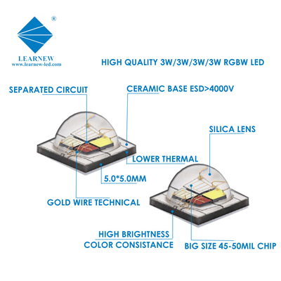 12W SMD5050 RGBW 칩 350mA 620-630nm 520-530nm 460-470nm 3000K 스테이지 조명