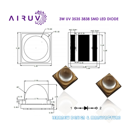 UVA UVB UVC UV LED 칩 365nm 385nm 395nm 3535 3838 6868 2828 1616 UV LED