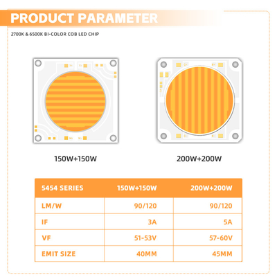 5454 양색 2700k 6500k Cct 고전력 1500w 200w 사진 램프용 Cob LED 칩 모듈