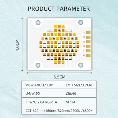 180W 5가지 컬러 COB LED 칩 RGBCW 고전력 LED 칩 VF 24V EMIT 크기 32mm 출력장