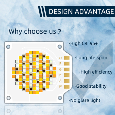 3538 250W 5 컬러 COB LED 칩 620nm/460nm/520nm/2700K/6500K CCT 및 24-26V