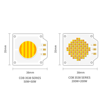 OEM ODM 파장 BI 색상 72-76V SMD LED 칩 따뜻한 흰색 흰색 3538 200W