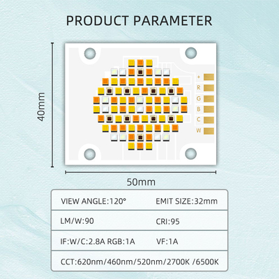 고효율 LED 칩 4050 크기 2700k 6500k 180w 5 가지 색상 COB LED 칩