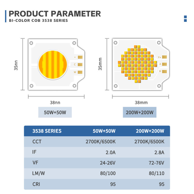 300W 고전력 Cob LED 6060 195-205V COB LED 칩 2700-6500K 90Ra 95Ra+