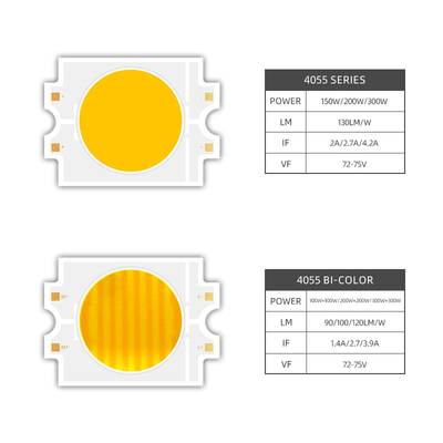 고전력 LED 칩 4055 LED 100W 칩 듀얼 CCT 200W 200W 바이 컬러 2700K 6500K LED COB 사진 비디오 라이트