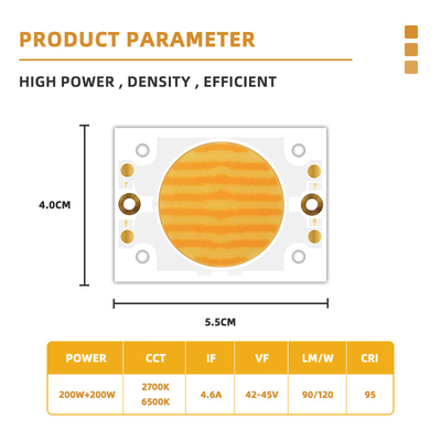 바이 컬러 COB LED 칩 200W 4055 사진 조명용 2700K/6500K