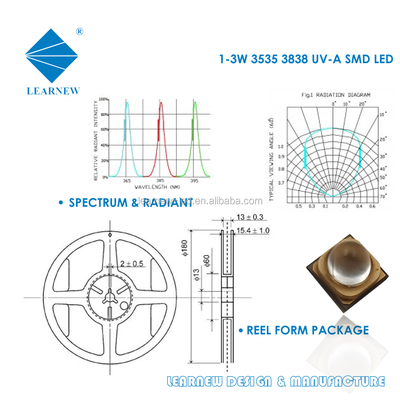 3W 405nm UVA LED Chip 3.8x3.8mm for UV Curing and Printing