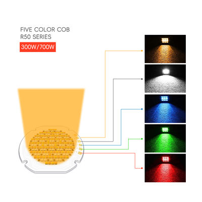 고출력 300W 700W RGBW 원형 36mm 5 in 1 컬러 110LM/W 스마트 COB LED 칩 (영화 조명용)