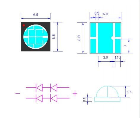 공장 직판 고출력 UVA LED 칩 SMD6868 365nm 385nm 395nm 10W UV LED 조명, UV 경화 및 3D 프린터용
