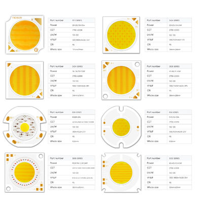 전문가용 200W+200W 등급 고출력 바이 컬러 COB LED 칩 55X55MM 72-76V COB 따뜻한/차가운 백색 광고 영화 조명용