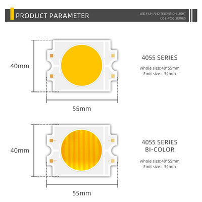 DIMMABLE 4055 COB LED CHIP BICOLOR 2색 CCT CRI95 600W 2700-6500K 40000LM 다운라이트 사진등 COB CHIP