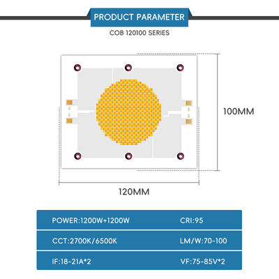 1200W 75-85V Ra95 2700K/6500K 18-21A*2 120x100mm 사진 램프용 고전력 LED COB 칩 흰색 따뜻한 흰색 듀얼 디밍