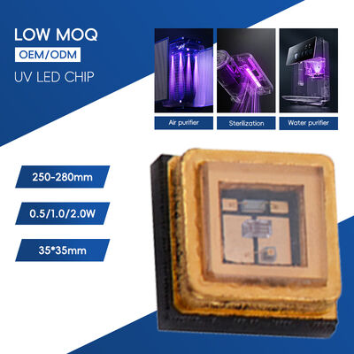 3W UVC 3535 패키지 265nm SMD 고성능 SMD 500mA UVC LED 다이오드 고효율 110mW 275nm 물 공기 정화