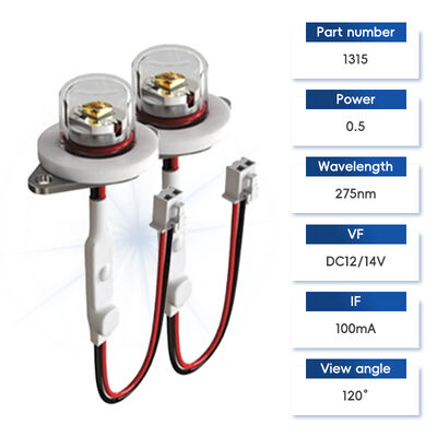 높은 효율성 ECO 가격 UV UV-C DC12V UVC 275nm LED 모듈 0.5W 40mA IP68 DC24V 물 공기 정화 6-10mW
