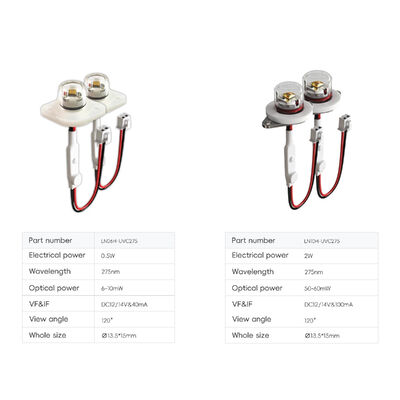 DC12V/DC24V 최신 공장 OEM LED 모듈 40mA IP68 방수 UVC 275nm 6-10mW 홈 오피스 공기 물 정화 UV 방출 색상